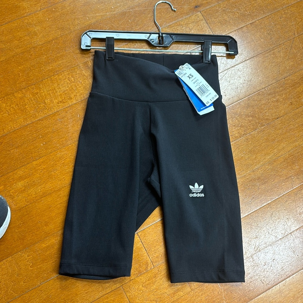 Black ribbed Adidas shorts